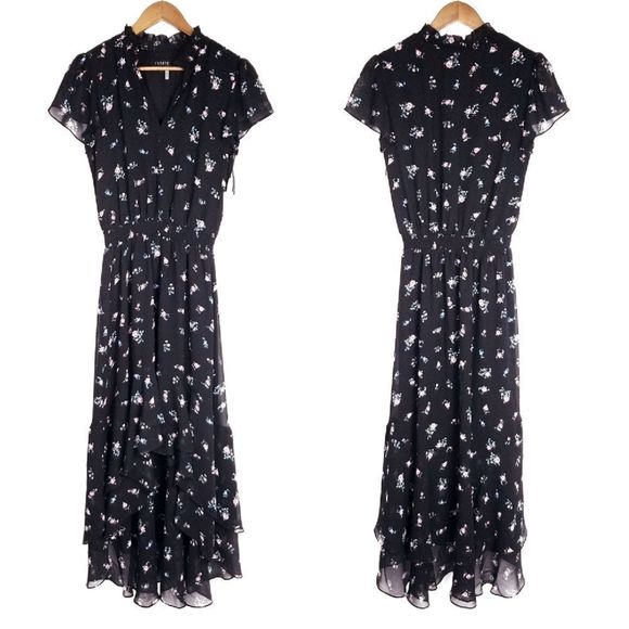 1.State Woodland Calico Rich Black Floral High Low Dress - Picture 3 of 9